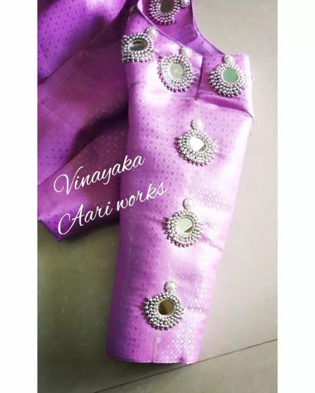 Purple Pearl-designed Mirror Work Blouse