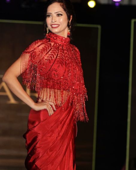 Red On Red Saree And Blouse With Red Shrug