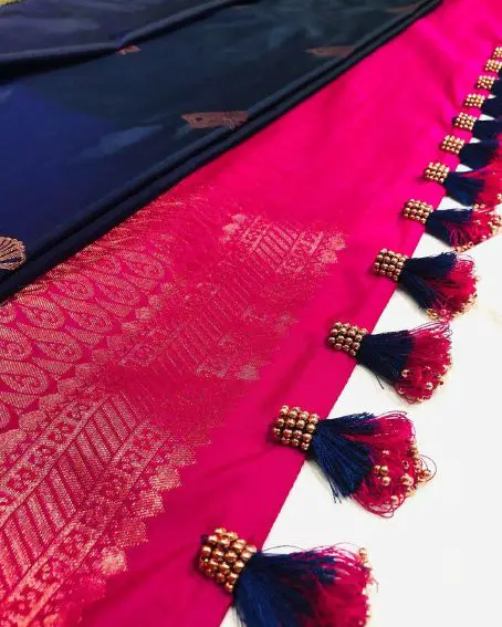 Saree Tassels And Beads Saree Kuchu Design