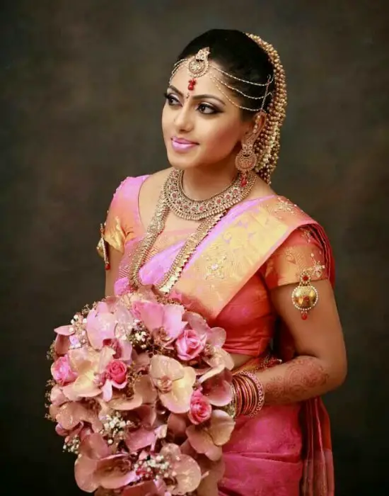 Srilankan Tamil Bride Wearing Indian Saree