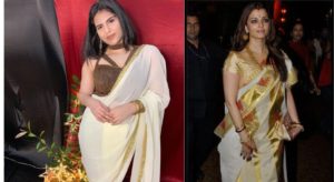 20 Beautiful Pics Of White And Gold Saree