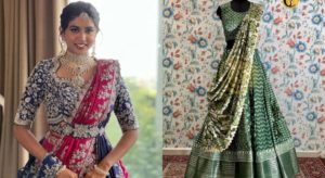 15 Stylish and Trendy Neck Blouse Designs For Half Sarees