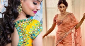 20 Pics of Simple Mirror Work Blouse & Saree Designs