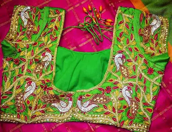 Peacock Embroidery Work Blouse Design