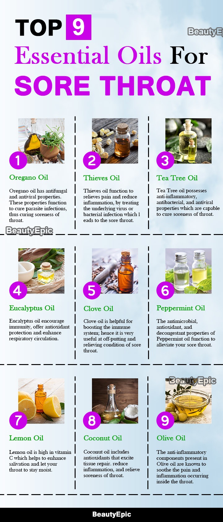 essential oils for sore throat