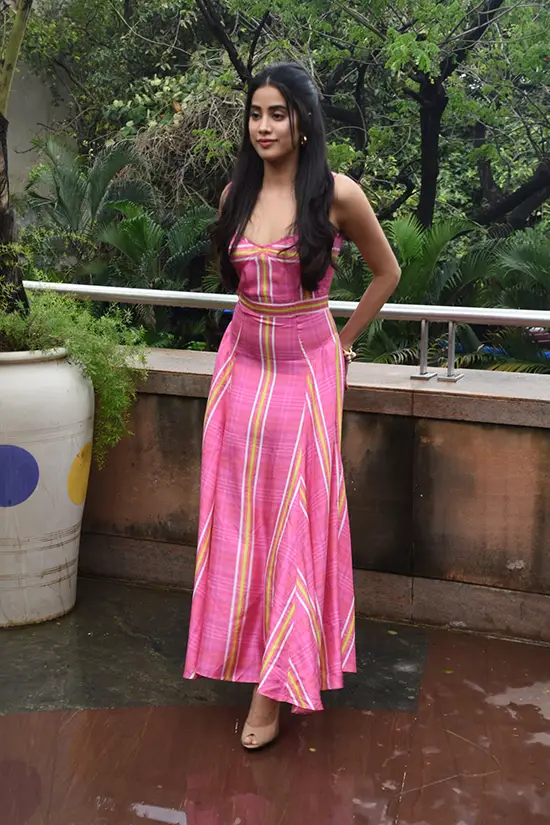 Janhvi Kapoor in Pink Maxi Dress 