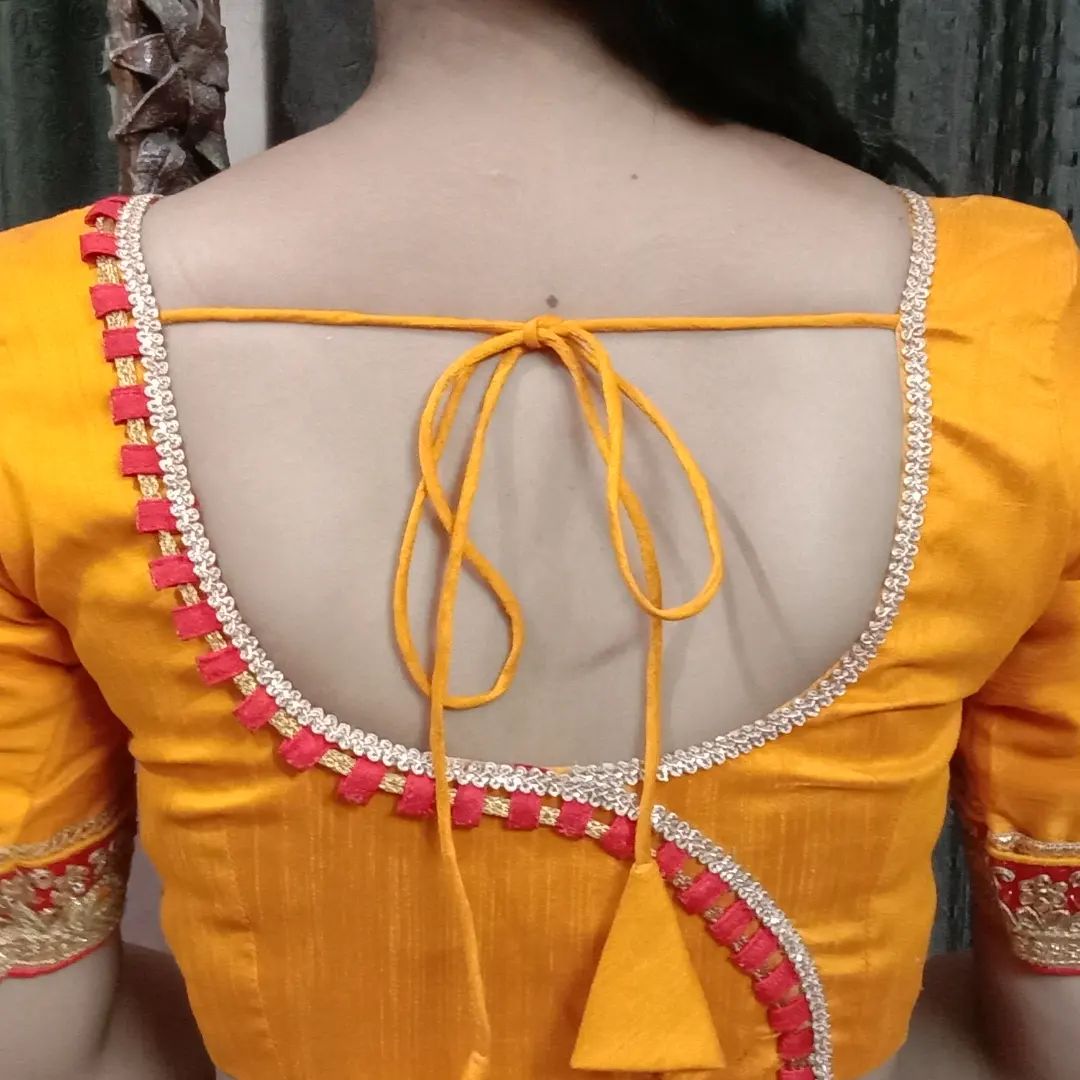 Chanderi Silk Blouse Back Neck Design