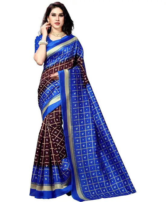 Bhagalpuri Silk Blend Saree (Blue)