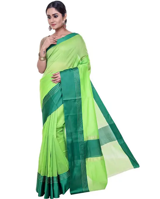 Chanderi Cotton Silk Saree (Green)
