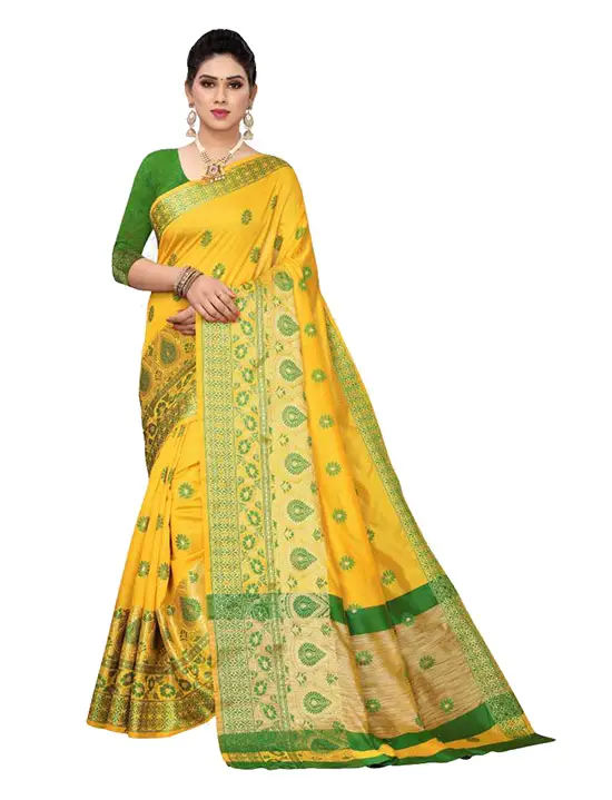 Chanderi Cotton Silk Saree (Yellow)