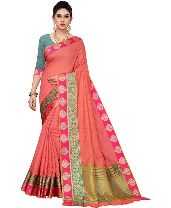 Chanderi Cotton Silk Saree (Pink)