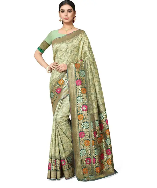 Woven Kanjivaram Jacquard, Pure Silk Saree (Green)