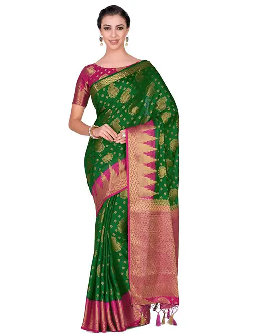Embellished Green Kanjivaram Art Silk Saree