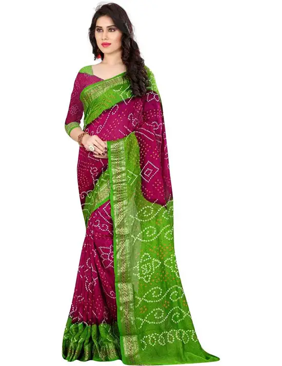 Bandhej Art Silk Saree (Multicolor)