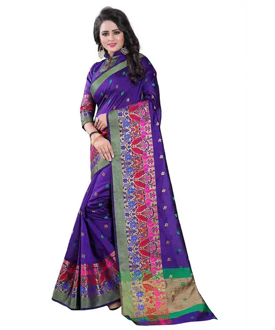 Chanderi Cotton Silk Saree (Purple)