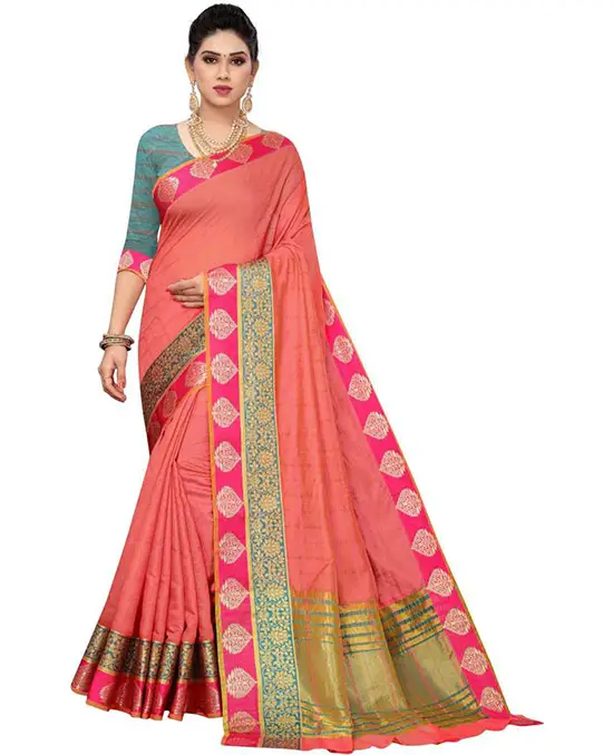 Chanderi Cotton Silk Saree (Pink)
