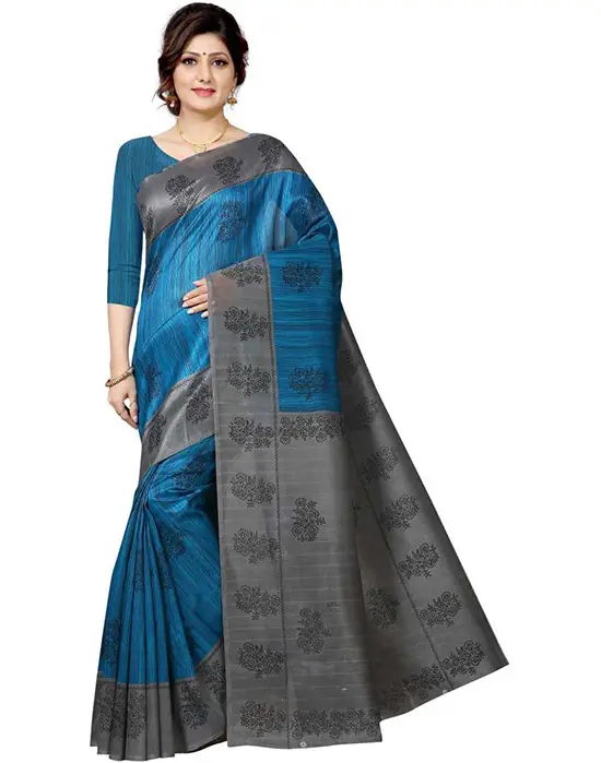 Bhagalpuri Blue Pure Silk Saree