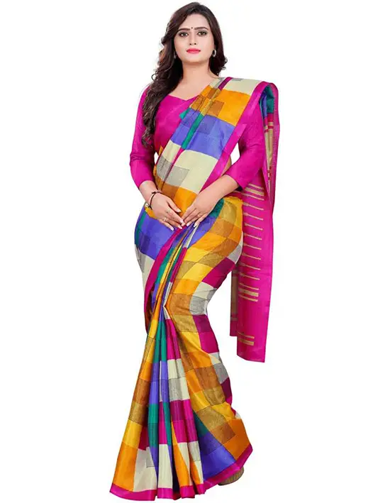 Bhagalpuri Cotton Silk Saree (Multicolor)