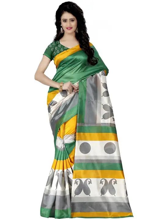 Bhagalpuri Green Pure Silk Saree