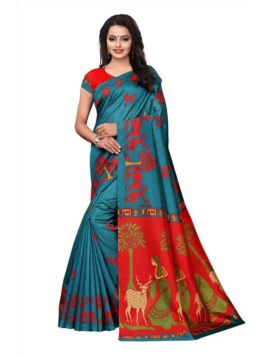 Bhagalpuri Khadi Silk, Pure Cotton Saree (Blue)