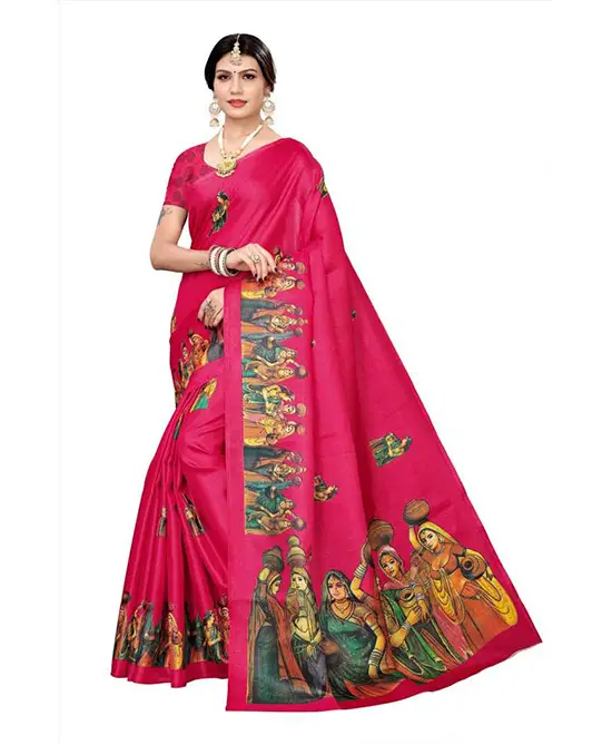 Bhagalpuri Khadi Silk, Pure Cotton Saree Pink
