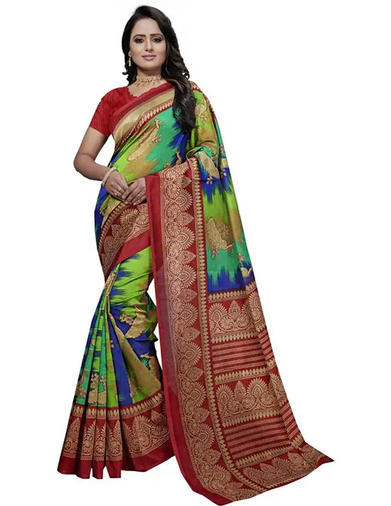 Bhagalpuri Poly Silk Saree Multicolor