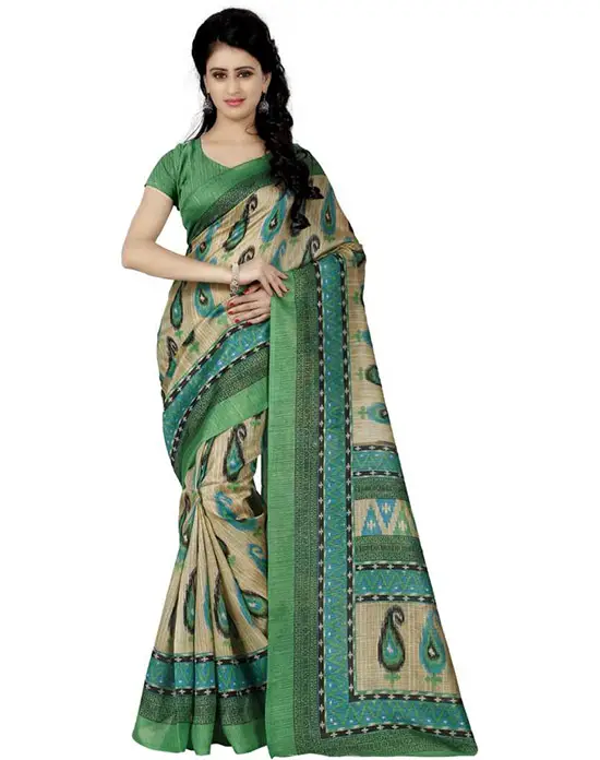 Bhagalpuri Pure Silk Saree Green