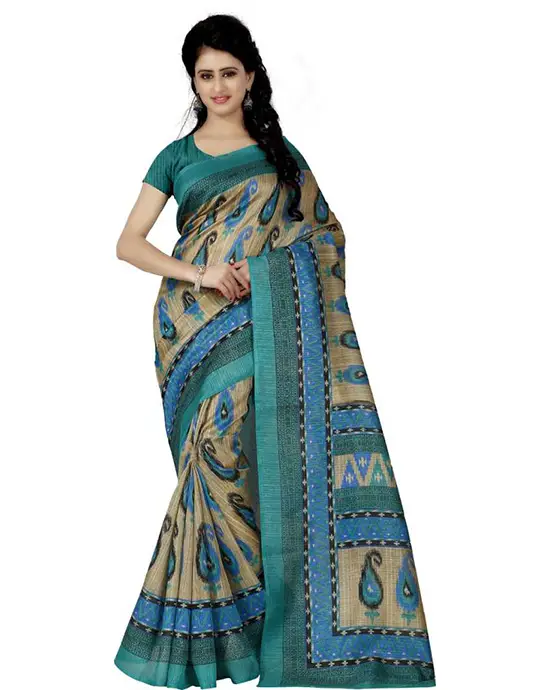 Bhagalpuri Pure Silk Saree (Light Blue)