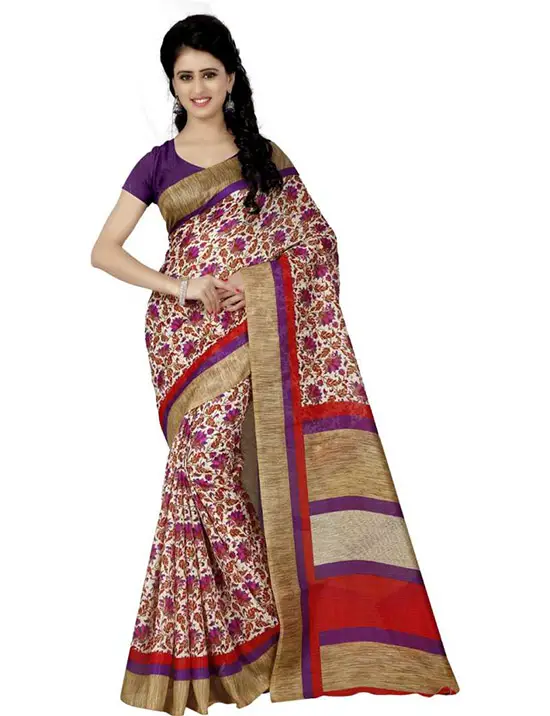 Bhagalpuri Pure Silk Saree Multicolor