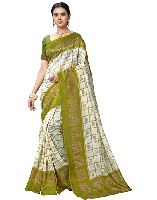 Bhagalpuri Silk Blend Saree Green