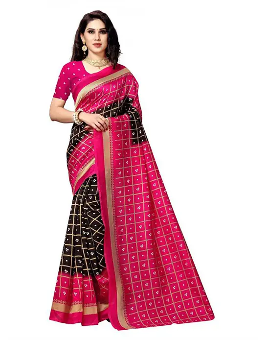 Bhagalpuri Silk Blend Saree Pink