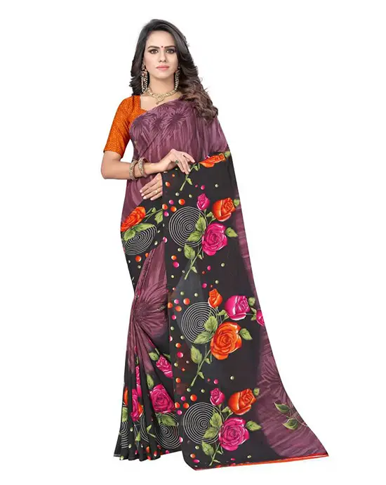 Bomkai Georgette Saree (Orange)