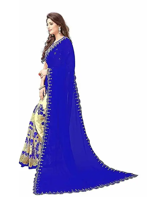  Bomkai Satin Blend Saree (Blue)