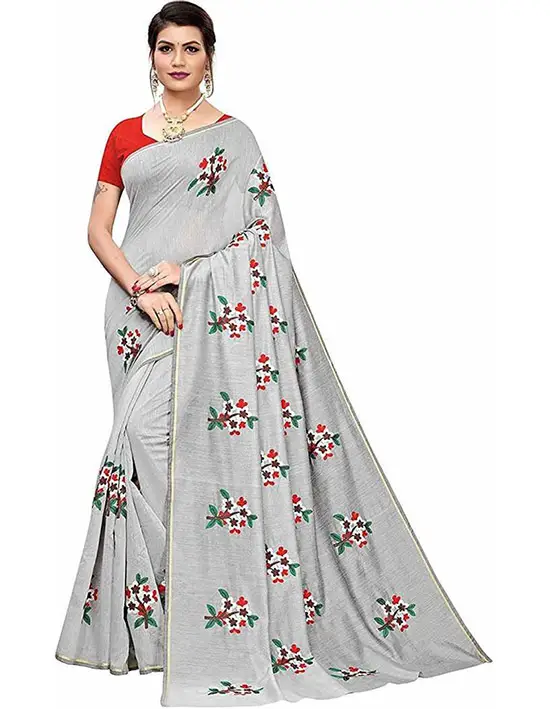 Embroidered Chanderi Cotton Silk Saree (Multicolor)