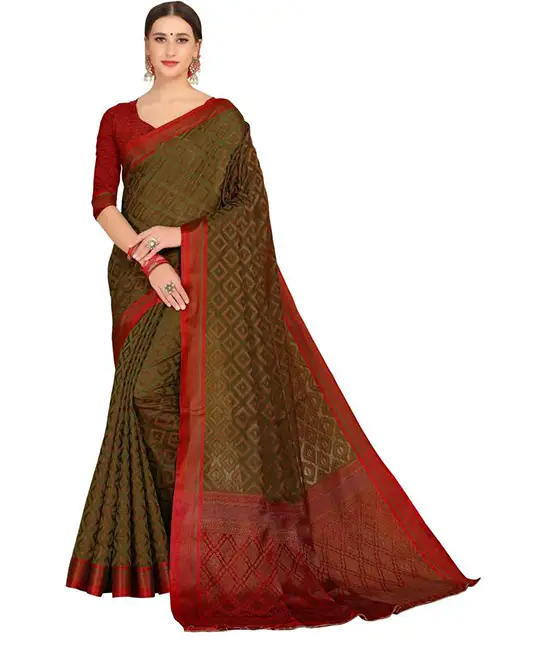 Kanjivaram Silk Blend, Cotton Silk Saree (Multicolor)