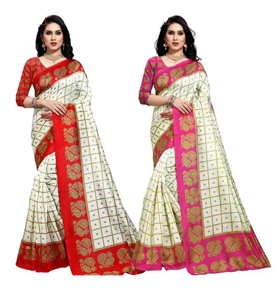 Pack of 2, MulticolorBhagalpuri Silk Blend Saree Pack of 2, Multicolor