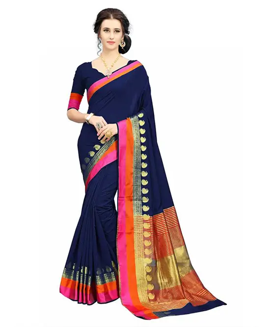 Kanjivaram Silk Blend, Jacquard Saree (Multicolor)