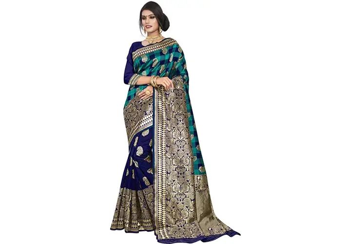 Self Design, Striped, Woven, Embellished, Checkered Banarasi Pure Silk saree