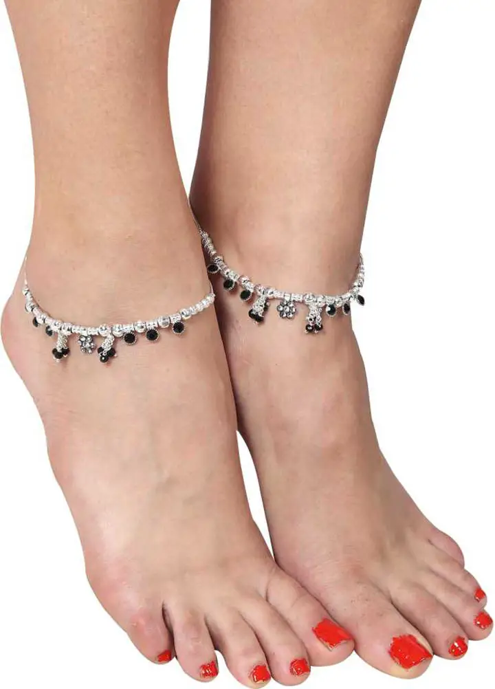 Styles Creation Stylish, Designer Silver Anklets For Women ARTFLJWL284 Silver Anklet  (Pack of 2)