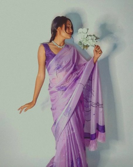 Ethno Contemporary Lavender Saree