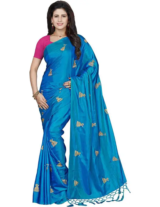  Bollywood Art Silk Blue Saree