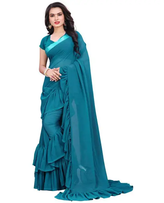 Bollywood Poly Georgette Blue Saree