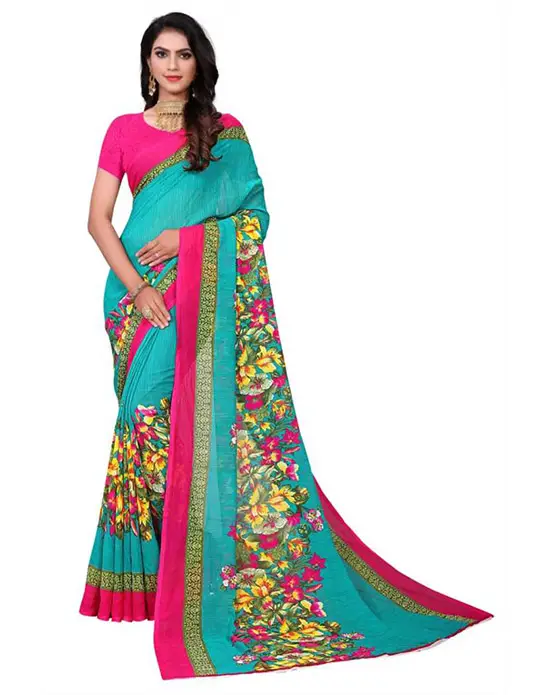 Daily Wear Georgette Teal Blue Saree 