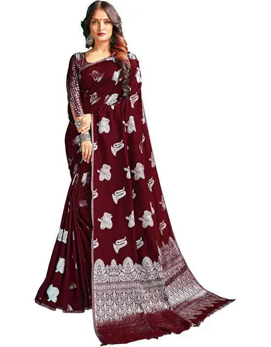 Embellished Venkatagiri Pure Silk Saree  Maroon