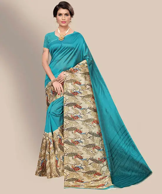Fashion Art Silk Teal Blue Saree