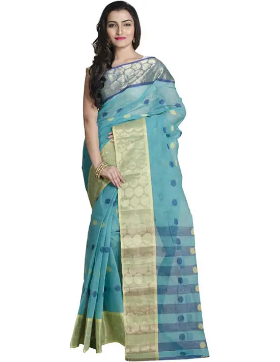 Ganga Jamuna Handloom Cotton Blend Saree Multicolor)