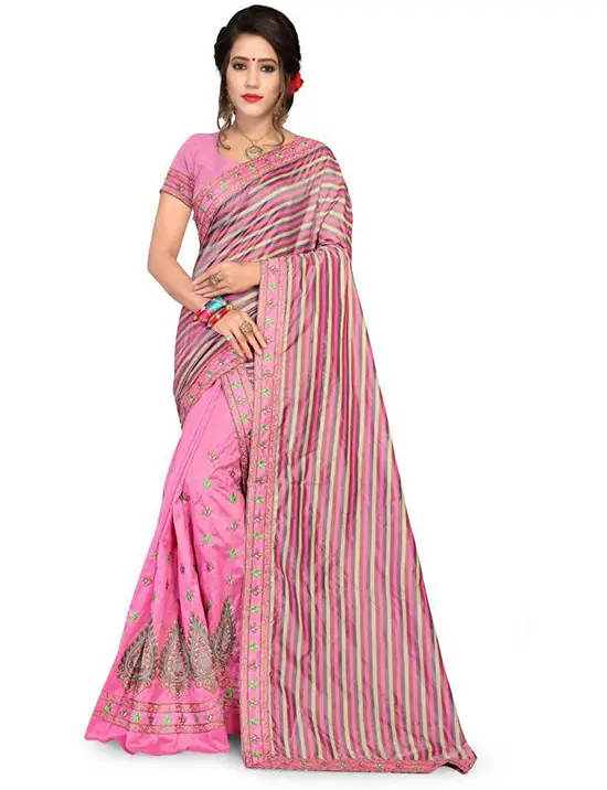Mekhela Chador Art Silk Saree (Pink