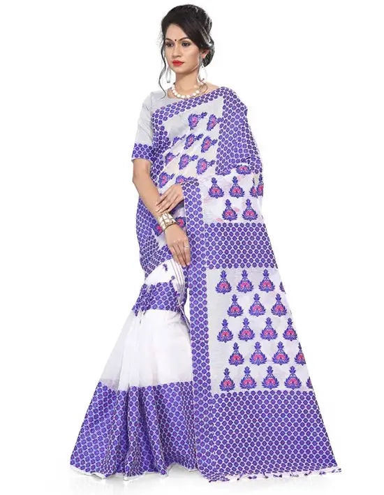 Mekhela Chador Cotton Blend Saree Multicolor