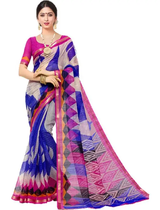  Multicolor Printed Venkatagiri Cotton Blend Saree 