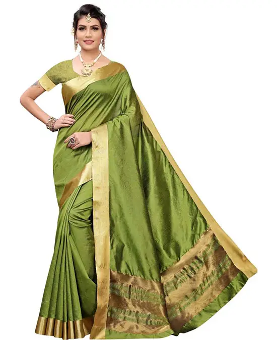 Mysore Tussar Silk, Art Silk Saree Green